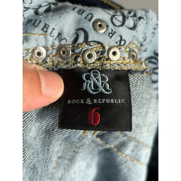 Rock & Republic Womens Mid Rise Bootcut Leg Studded Denim Jeans Blue Sz 6 - Picture 12 of 12